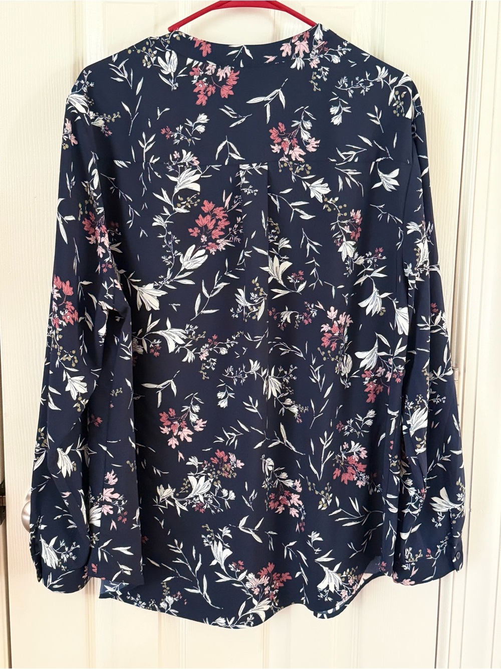 Hilary Radley Navy Floral Long Sleeve Blouse Top Size XXL Plus Size Career Casua - Picture 5 of 10